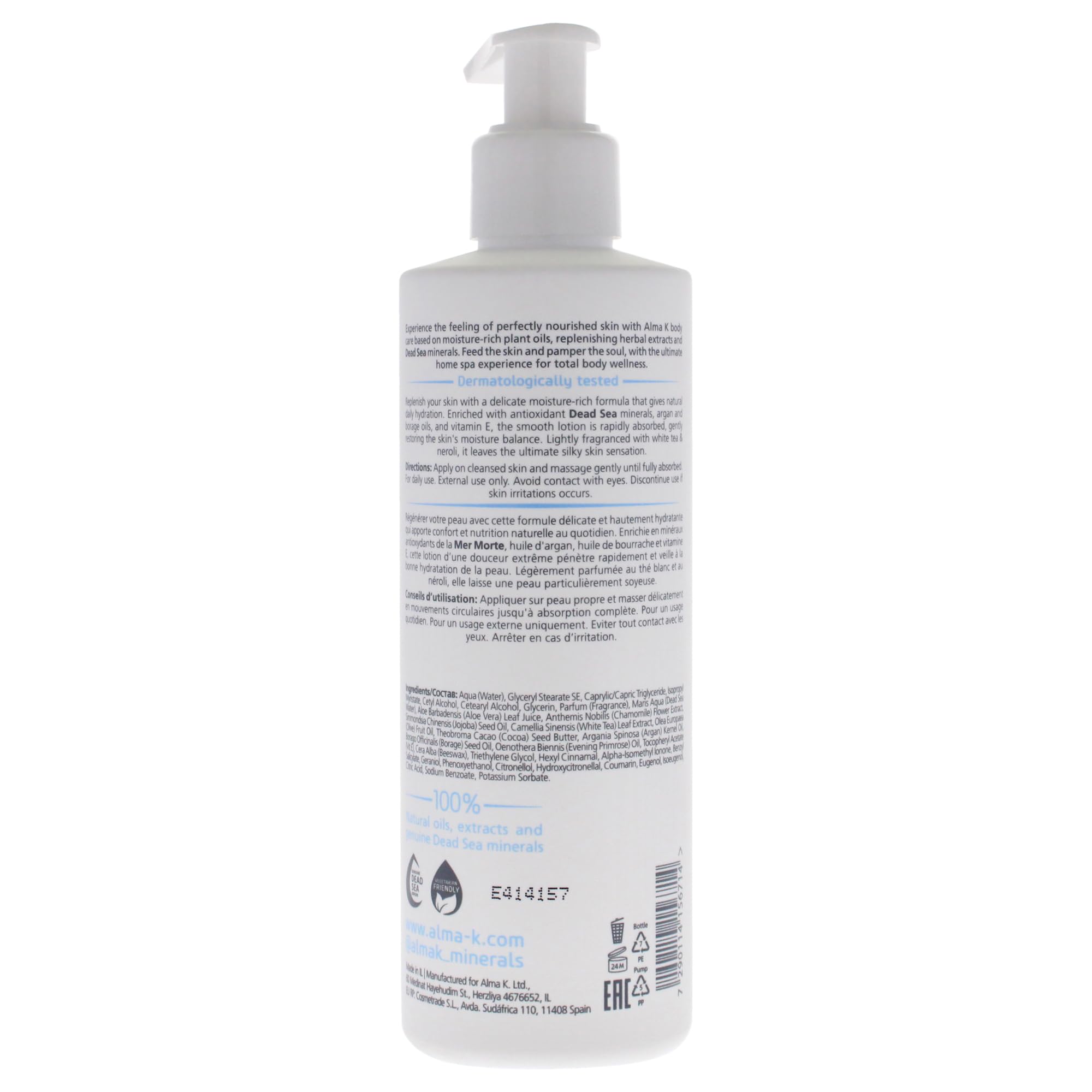 Alma K Moisturizing Body Lotion - Infused with Dead Sea Minerals - Vitamin E - Hydrating Body Lotion for Women - Body Lotion for Dry Skin - 8.4 oz