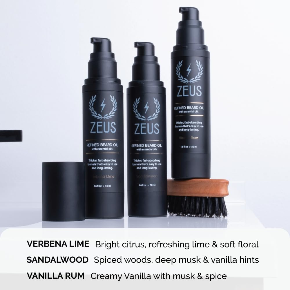 ZEUS Refined Beard Oil for Men with Natural Oils (Vanilla Rum) 1.6 fl oz