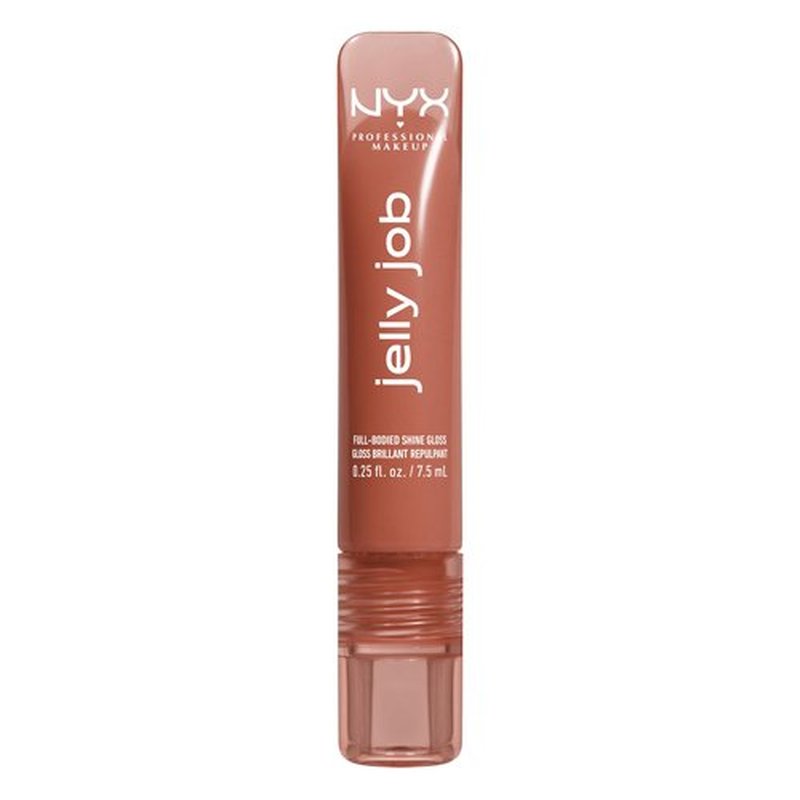 NYX PROFESSIONAL MAKEUP Jelly Job Lip Gloss, Lip Tint Gloss with Full-Bodied, Smoothing, and Hyper-Glossy Shine - Toast N' Jelly (Pale Nude)
