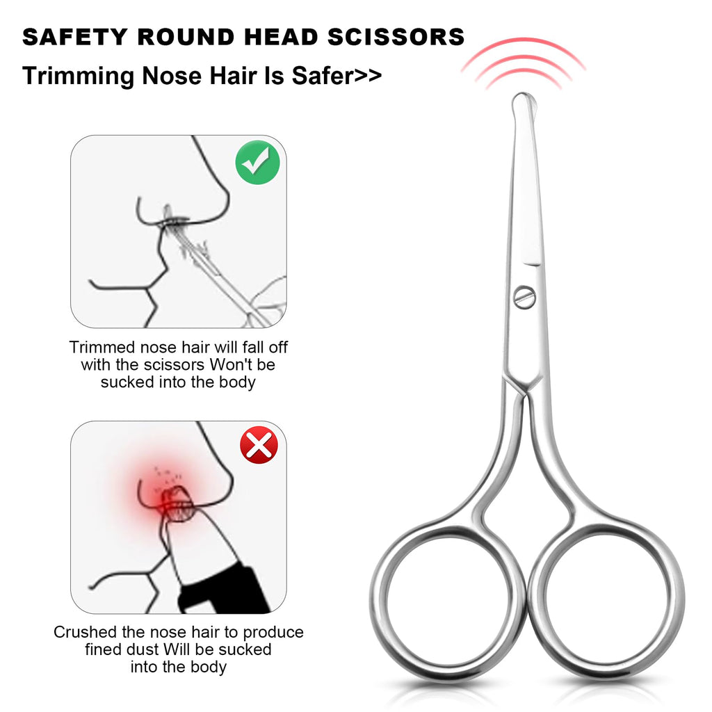 FEITA Small Nose Hair Scissors, Round Tip Design - Men's Grooming Scissors for Facial Safety, Beauty Use for Woman, Makeup, Eyebrow, Lashes, Mustache