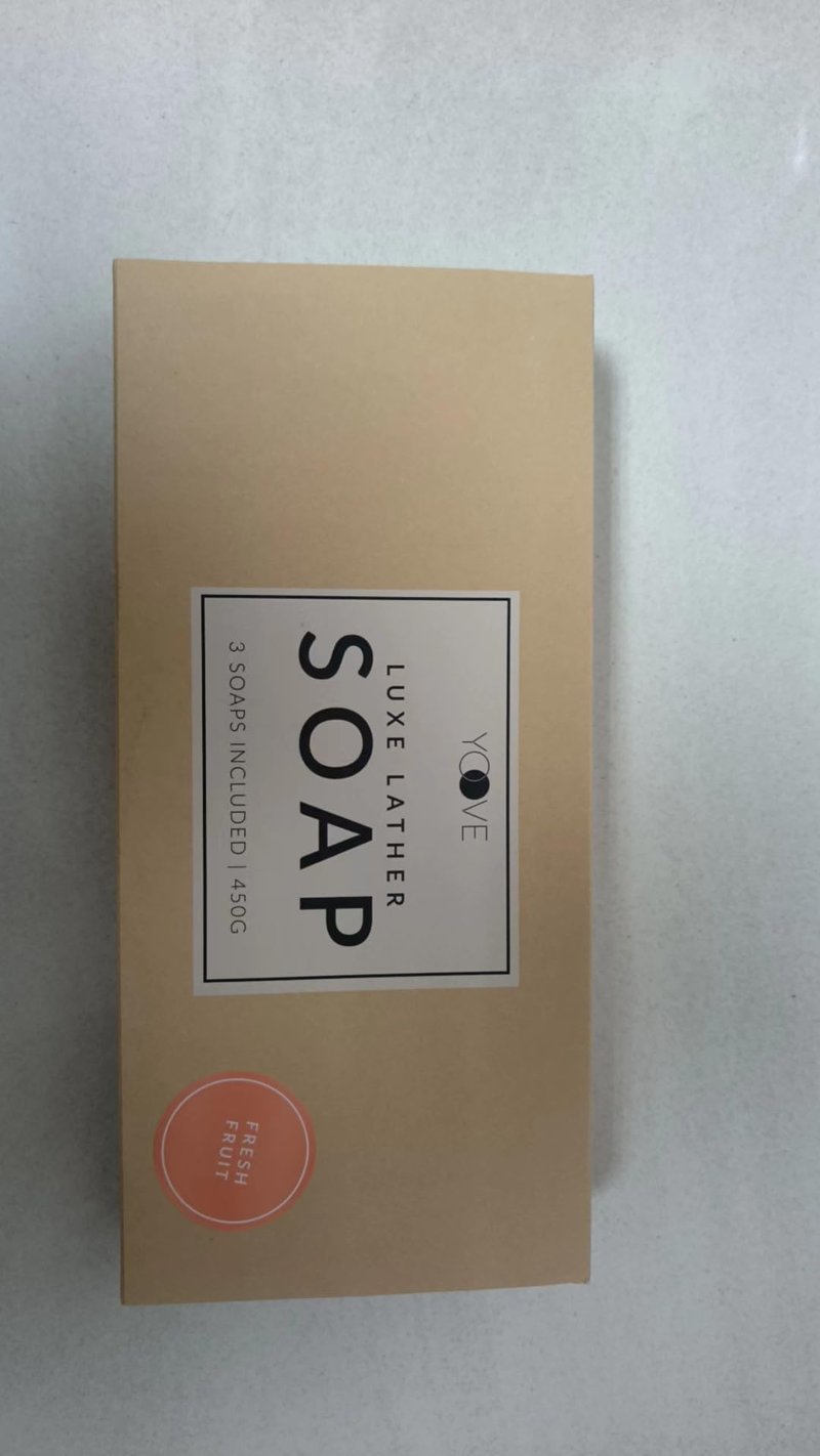 Yoove Fresh Fruit Soap with Scrubber, Assorted Natural Bar Soap with Antioxidant and Vitamin-Rich Fruit Extracts, Pomegranate, Passion Fruit, & Citrus for Nourished & Radiant Skin, 3-Pack