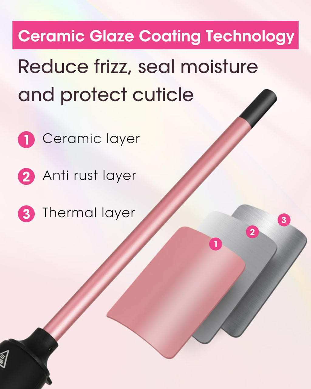 Youuish 3/8 Inch Small Curling Iron, 9mm Tiny Curling Wand for Long & Short Hair, Ceramic Small Barrel Curling Iron with Adjustable Temperature, Include Heat Resistant Glove and Claw Clip (Rose Pink)