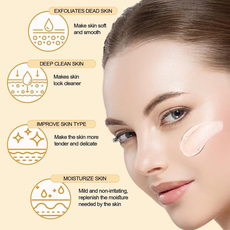 Orange Exfoliating Gel Scrub - Natural Orange Peeling Gel for Face and Body, Gentle Facial Exfoliator, Deep Cleansing Face Scrub for All Skin Types
