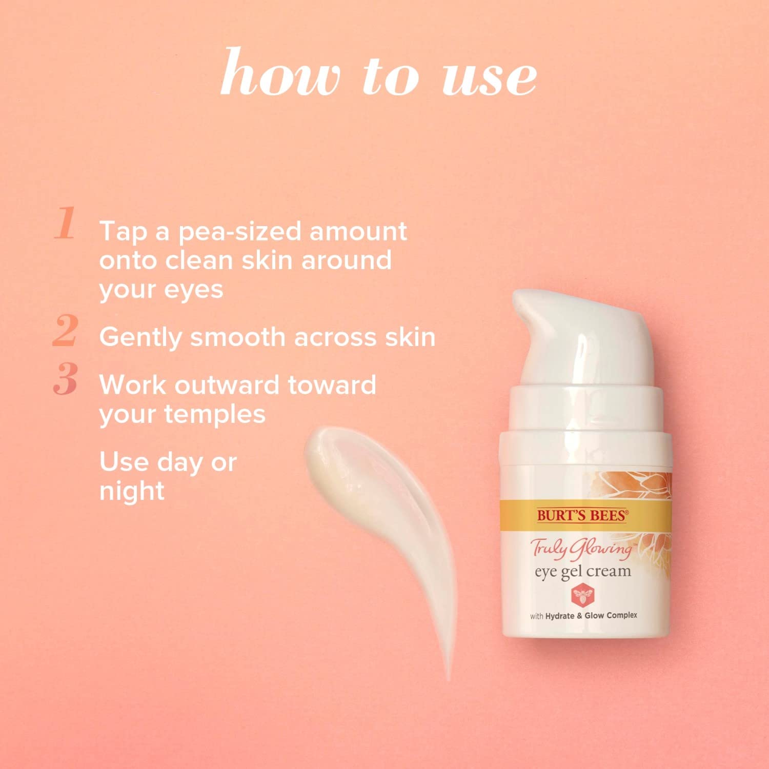 Burt's Bees Truly Glowing Reawakening Gel Eye Cream with Hydrate and Glow Complex, 0.5 Fluid Ounce (Package May Vary)