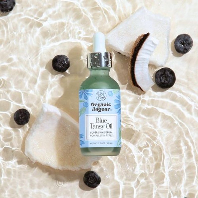 **Organic Jaguar Blue Tansy Face Serum - Hydrating Night Moisturizer with Jojoba Oil | 2 fl oz**