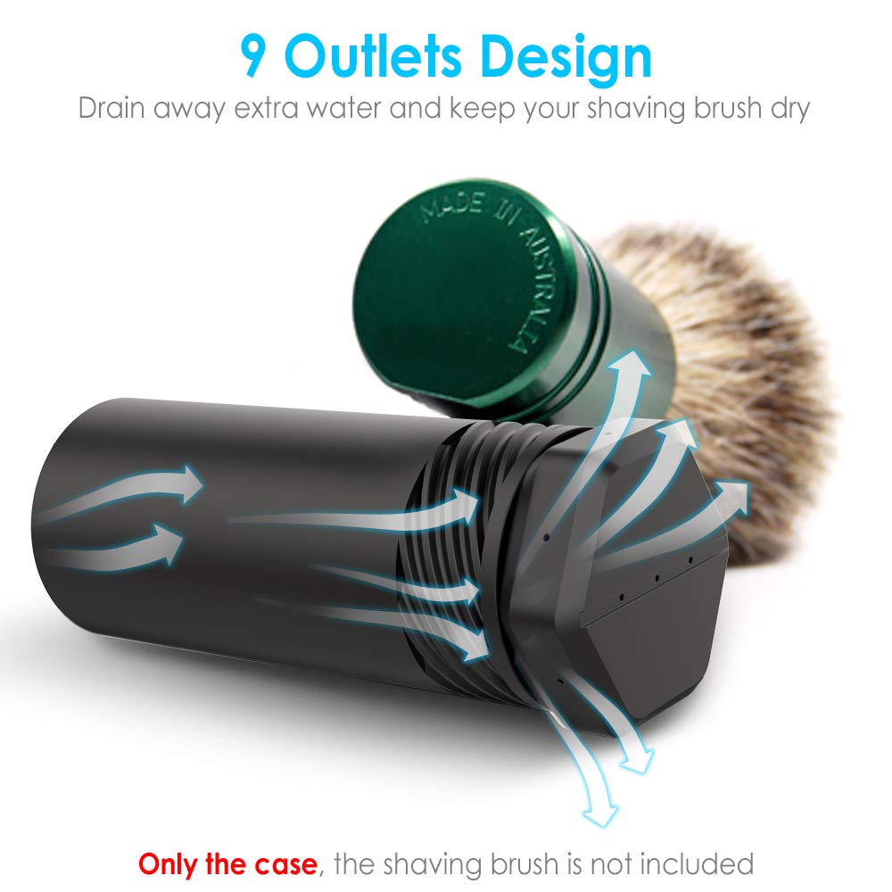 Enerfort Shaving Brush Travel Case, Shave Brush Holder Stand with Adjustable Height Compatible Most of Shaving Brushes (Brush not Included) (Black)