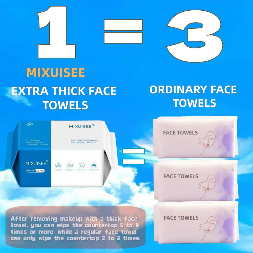MIXUISEE-thick and soft Face Towels.Disposable face towel.100% Cotton facial cloths.Super thick 130%. Suitable for makeup removal and cleansing.and applicable to sensitive skin.(360 pieces)