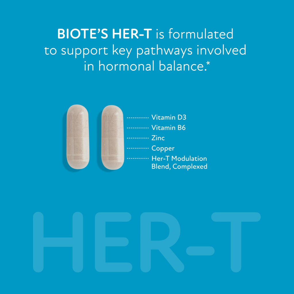 Biote Nutraceuticals - HER-T - Healthy Testosterone Balance Support for Women (30 Capsules)