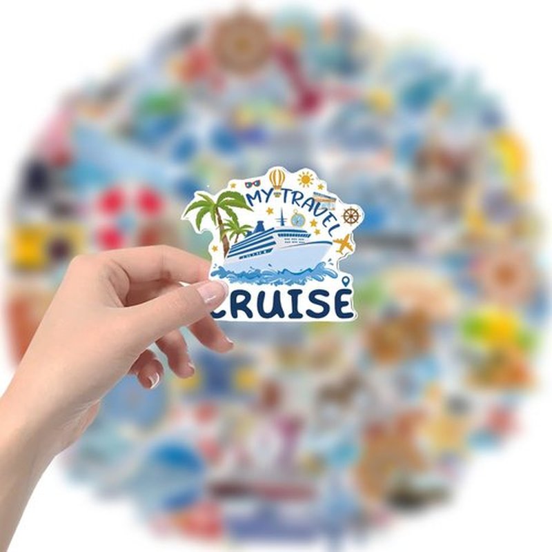 100 PCS Cruise Travel Stickers, Nautical Vacation Stickers Relaxing Cruise Ship Sticker Waterproof Vinyl Stickers for Phone Cases, Laptops, Travel Luggage, Journals, Scrapbook, Water Bottle