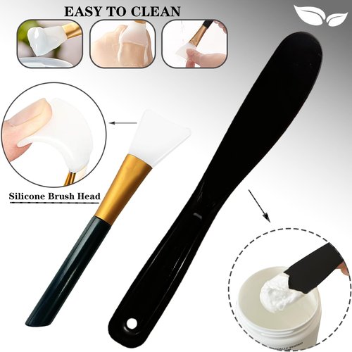Bigwinyep 7Pcs Silicone Mixing Bowls, Silicone Bowls for Facials, DIY Face Mask Mixing Bowl for Home Salon Spa Face Skin Applicator Bowl, Black