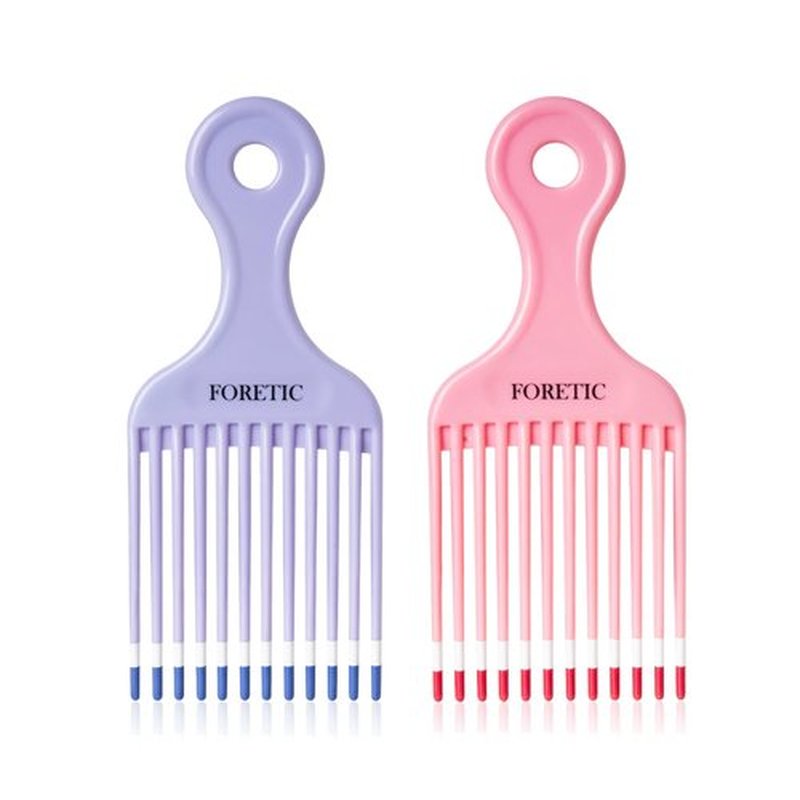 Foretic Smooth Hair Pick Comb for Curly, Thick, Medium to Long Hair, Facial Hair（Pink, Purple）