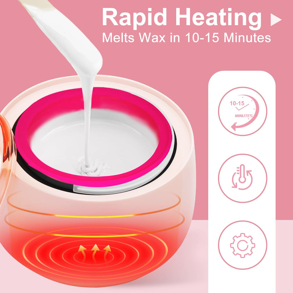 Waxfans Waxing Kit,Wax Warmer for Hair Removal, Wax Kit with Hard Wax Beads for Women,Waxing at Home for Full Body