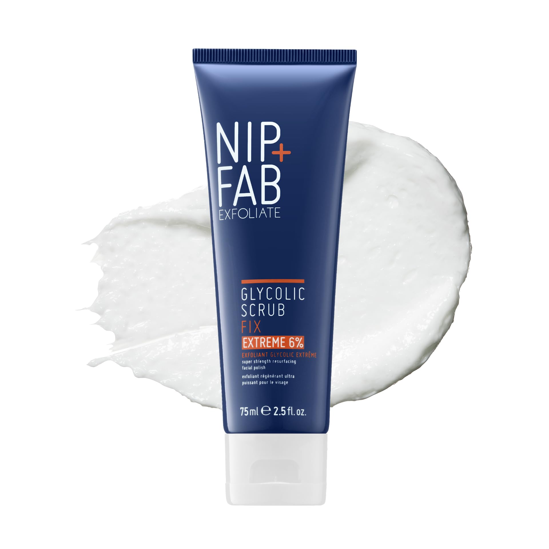 Nip + Fab Glycolic Fix Scrub Extreme (2.5 fl oz) – 6% Glycolic Acid 3-in-1 Facial Exfoliator & Pore Refiner – Deep Cleansing AHA BHA Face Scrub for Brightening & Smoothing