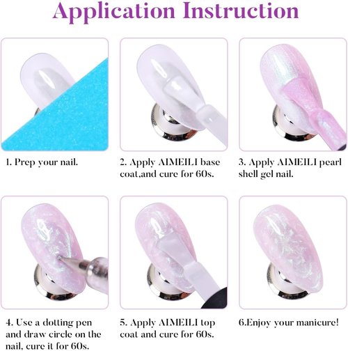 AIMEILI Gel Nail Polish Soak Off U V LED Hema Free Pearl Gel Polish Colors for Nail Art DIY Gel Nail 6 x 8 ML-Kit Set 43