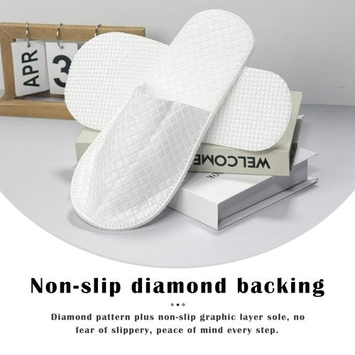 16 Pack Premium Spa Slippers Cooling Breathable Design Non Slip for Hotels Travel Home Use Bulk Value Set with Transparent Pouch（white）
