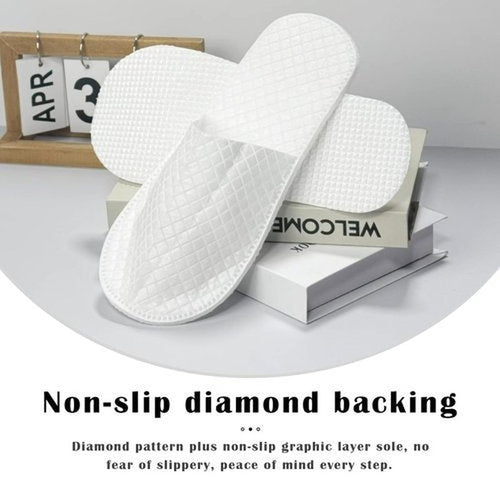 16 Pack Premium Spa Slippers Cooling Breathable Design Non Slip for Hotels Travel Home Use Bulk Value Set with Transparent Pouch（white）