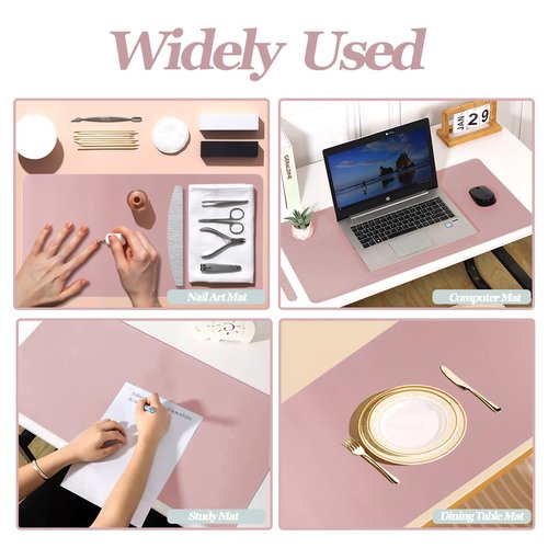 SUTOZMIWE Nail Art Table Mat,2 PCS Nude Pink Fordable Soft Microfiber PU Leather Nail Mats, Nail Arm Rest Pad for Acrylic Nails,Manicure Pads Desk Mat for Nail Tech Must Haves Salon Home Nail Supplies