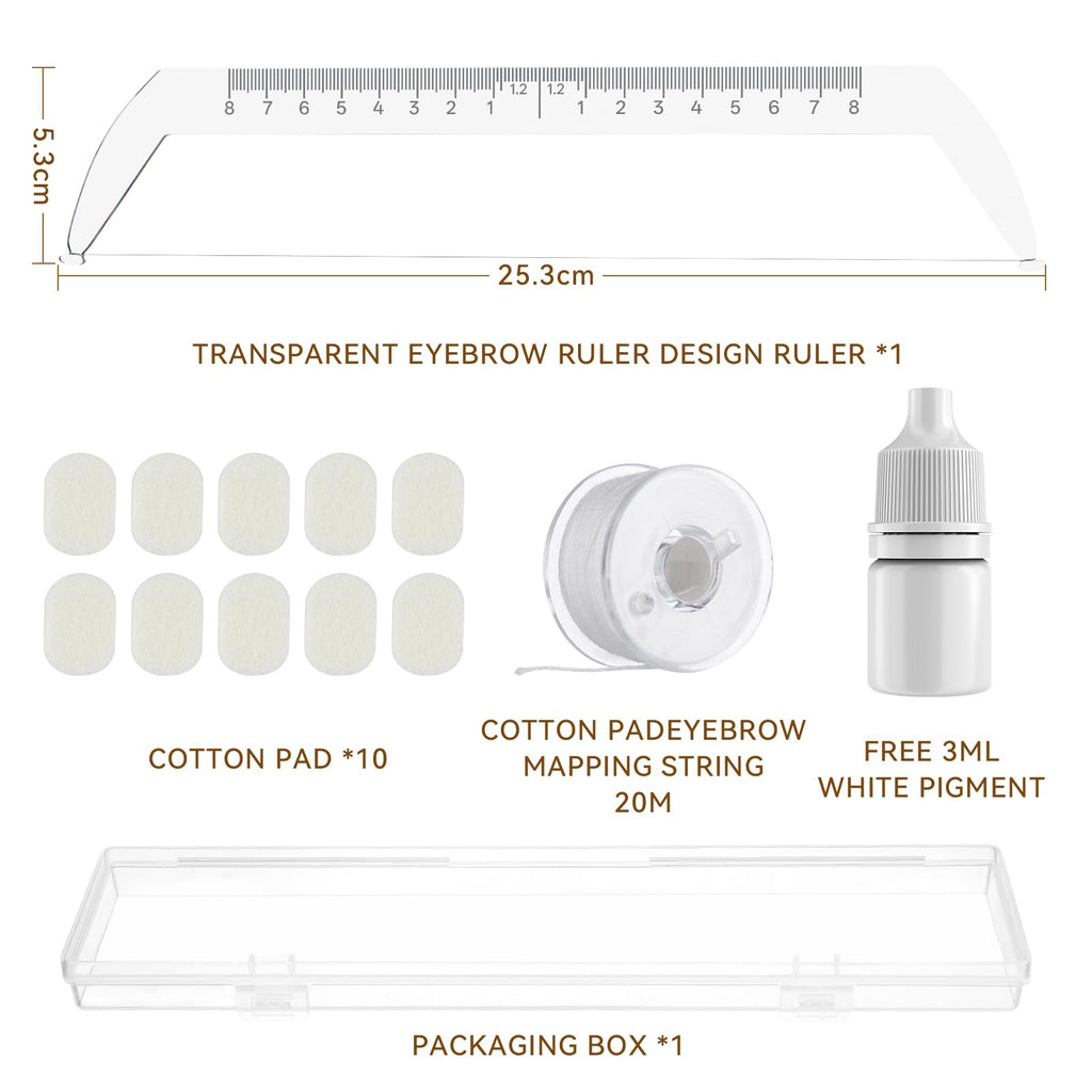 Eyebrow Ruler Eyebrow Measuring Tool Beginner Brow Mapping Kit(Includes Pigment Coloring Cotton), Achieve Symmetrical Perfectly Shaped Brows Brow Makeup Tools TA638