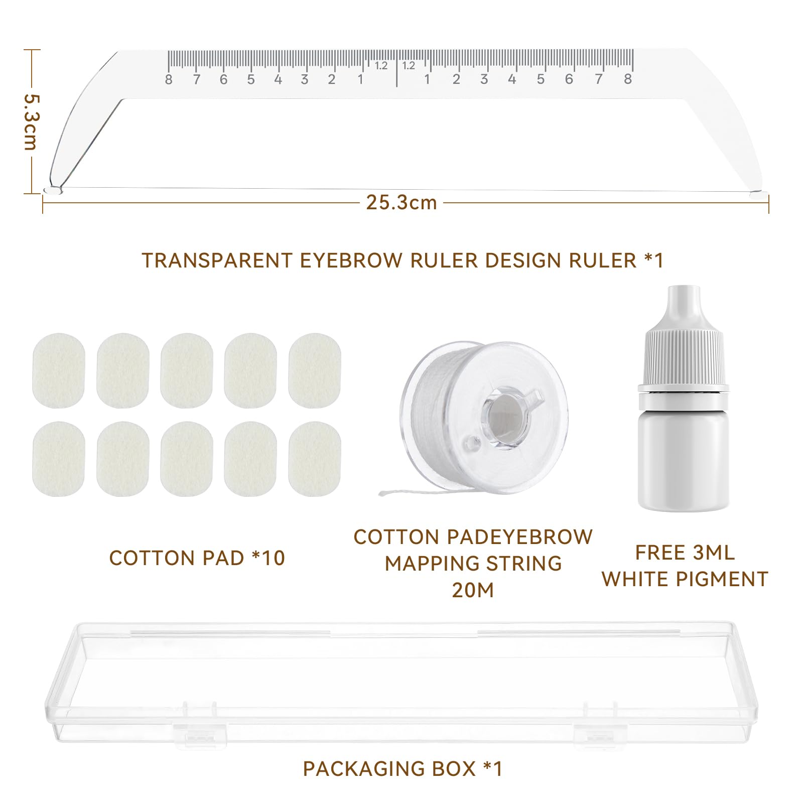 Eyebrow Ruler Eyebrow Measuring Tool Beginner Brow Mapping Kit(Includes Pigment Coloring Cotton), Achieve Symmetrical Perfectly Shaped Brows Brow Makeup Tools TA638