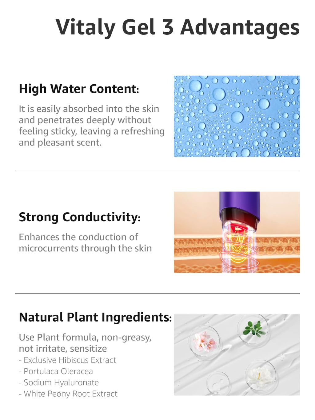 VITALY Conductive Gel for Microcurrent -Skin Care Hydrating- Cooling for Hair Removal - Microcurrent Gel for Face Massager and Use with Device 2.81 Fl Oz