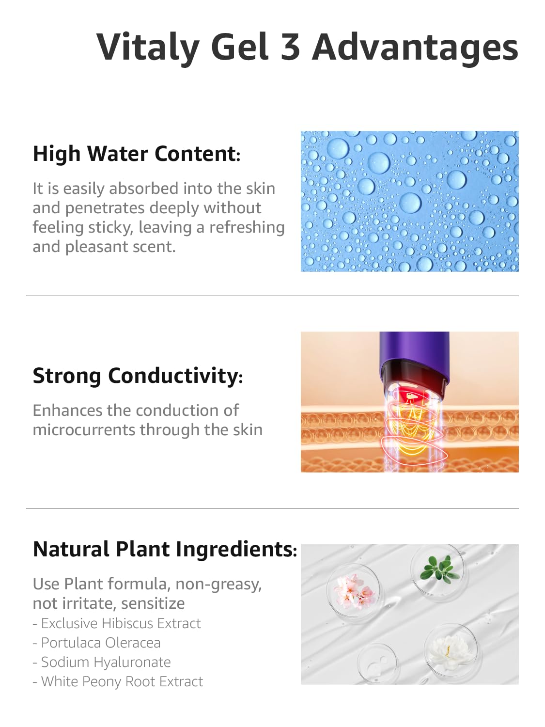 VITALY Conductive Gel for Microcurrent -Skin Care Hydrating- Cooling for Hair Removal - Microcurrent Gel for Face Massager and Use with Device 2.81 Fl Oz
