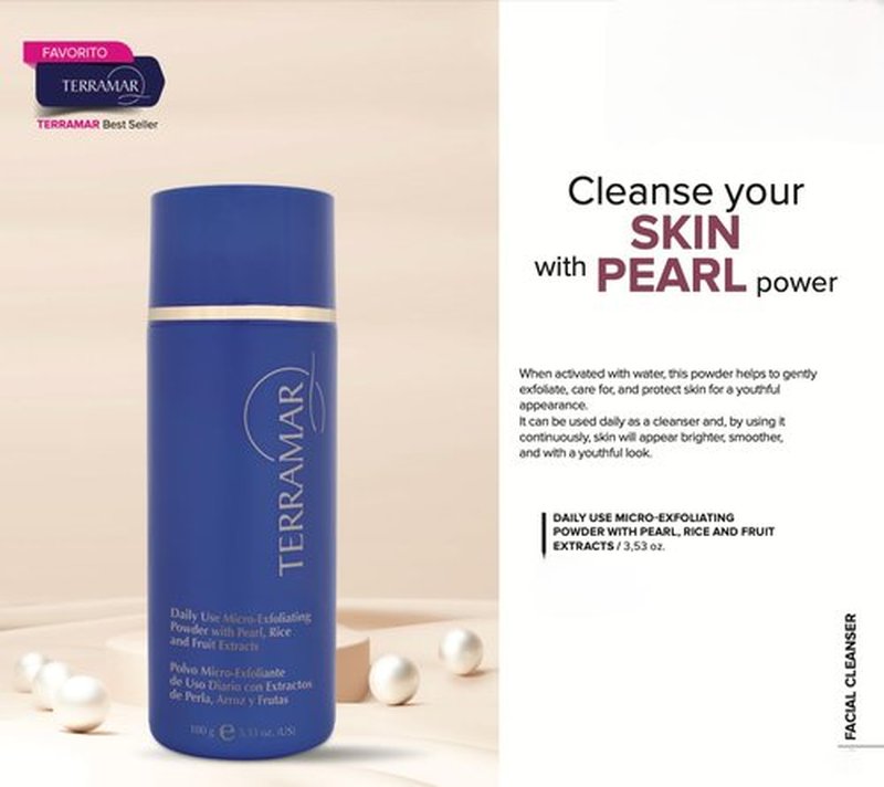 Terramar Micro-Exfoliating Powder - Daily Gentle Face Exfoliator with Pearl, Rice & Fruit Extracts - Brightens, Smooths, and Refines Skin Texture