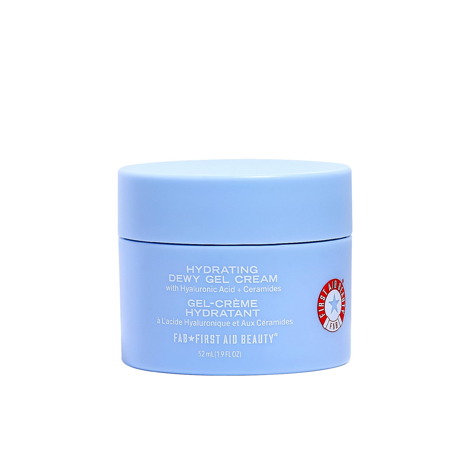 First Aid Beauty Hydrating Dewy Gel Cream, Oil-Free Facial Moisturizer with Hyaluronic Acid & Ceramides, Improve Hydration & Reduce Excess Oil, Oily & Sensitive Skin, 1.9 fl oz