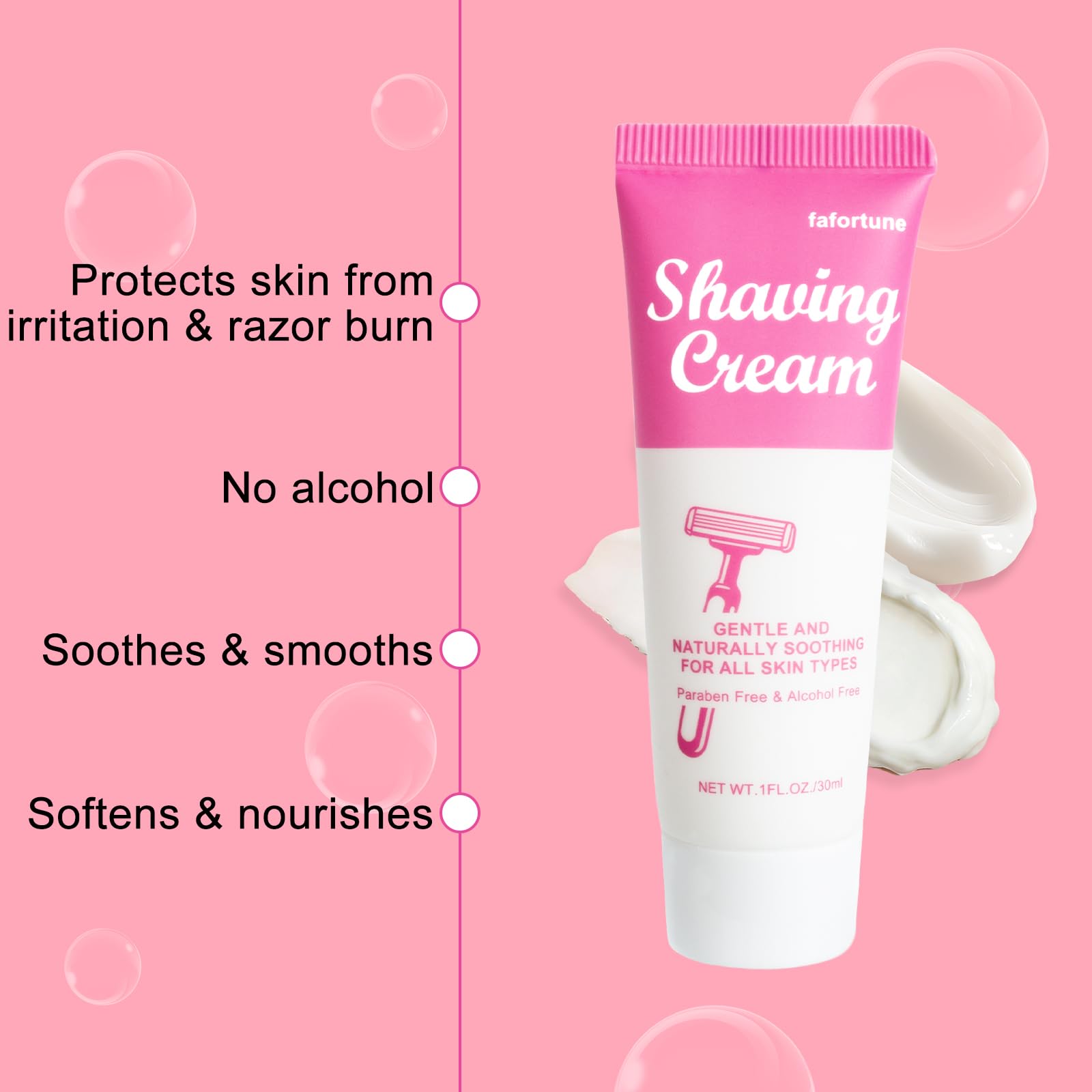 fafortune Womens Shaving Cream Bulk Travel,1fl oz/30ml Shave Gel for Women,Care Dry Skin Womens Shave Gel for Travel Guests(Jasmine,Pack of 5)