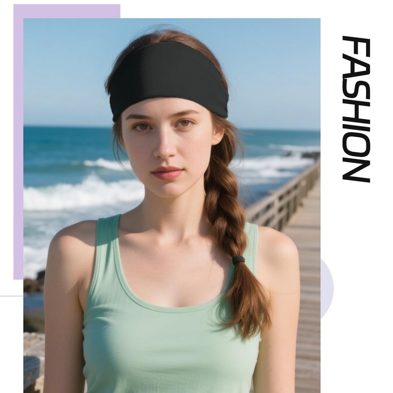 XTREND 6 Packs Wide Boho Headbands for Women Stretch Fashion Headband Extra Large Turban Headband for Yoga, Working Out, Travel or Running Black Hairband Girls Accessories (Black)