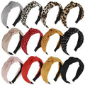 AOPRIE Top Knot Headbands for Women & Girls - Solid Color Turban Wide Headbands, 12 Pack (Red, Black, Yellow, Pink, Gray Dot)