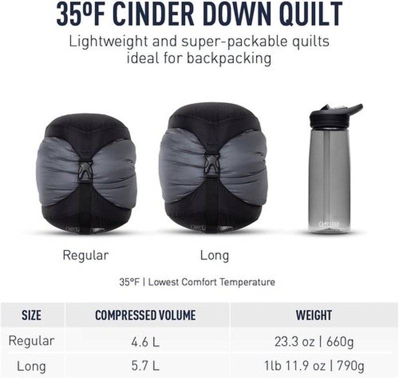 Sea to Summit Cinder Lightweight Down Backpacking Quilt - Compact & Warm | Ideal for Outdoor Adventures