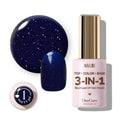 NAILOG Navy Blue Gel Nail Polish 12ml Top Coat Color Gel Base One Step 3-In-1 Formula Soak Off UV Nude Gel Polish for Home DIY & Gifting | Shimmery Blue