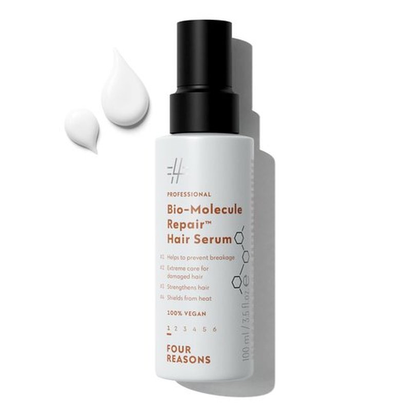 FOUR REASONS Bio-Molecule Repair Hydrating Serum – Bond Repair & Anti-Frizz Serum for Frizzy, Dry, or Damaged Hair – Lightweight Hair Oil with Heat Protectant – Vegan & Cruelty Free, 3.4 Fl Oz