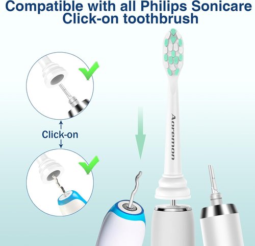 Aoremon Replacement Brush Heads for Philips Sonicare C2 & C1 - 10 Pack Compatible Click-On Electric Toothbrush