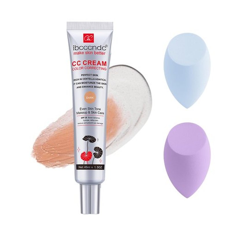 Skiennix Color Correcting CC Cream - Waterproof Foundation with SPF 25 & Centella Asiatica | 1.5 Oz (Dark)