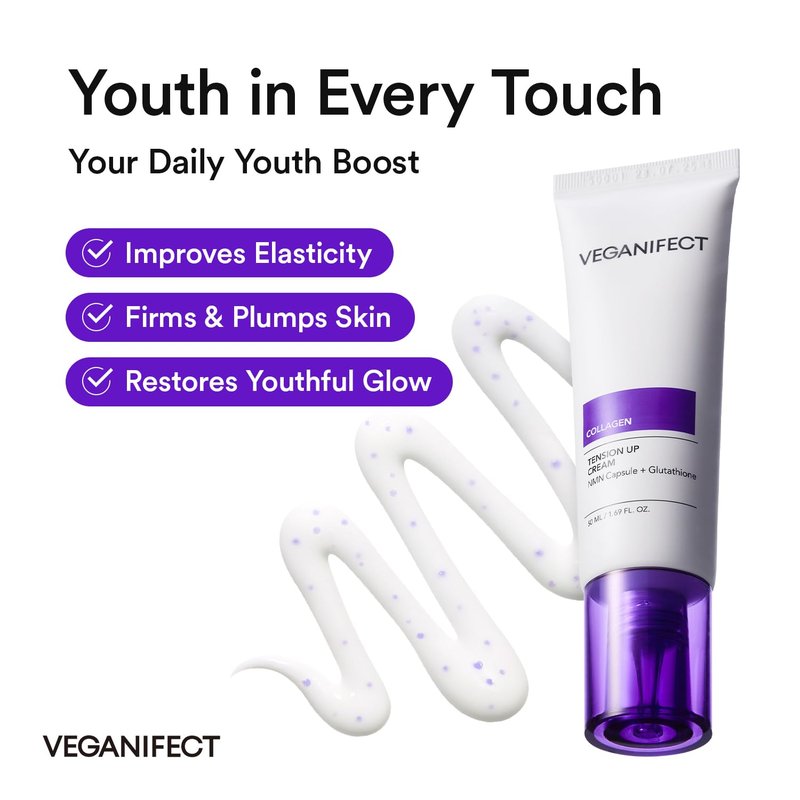VEGANIFECT NMN Collagen Cream | Hydrating & Firming Moisturizer with Peptides & Glutathione & Hyaluronic Acid | Boosts Elasticity & Wrinkle Care | Korean Skincare, 1.69 fl.oz