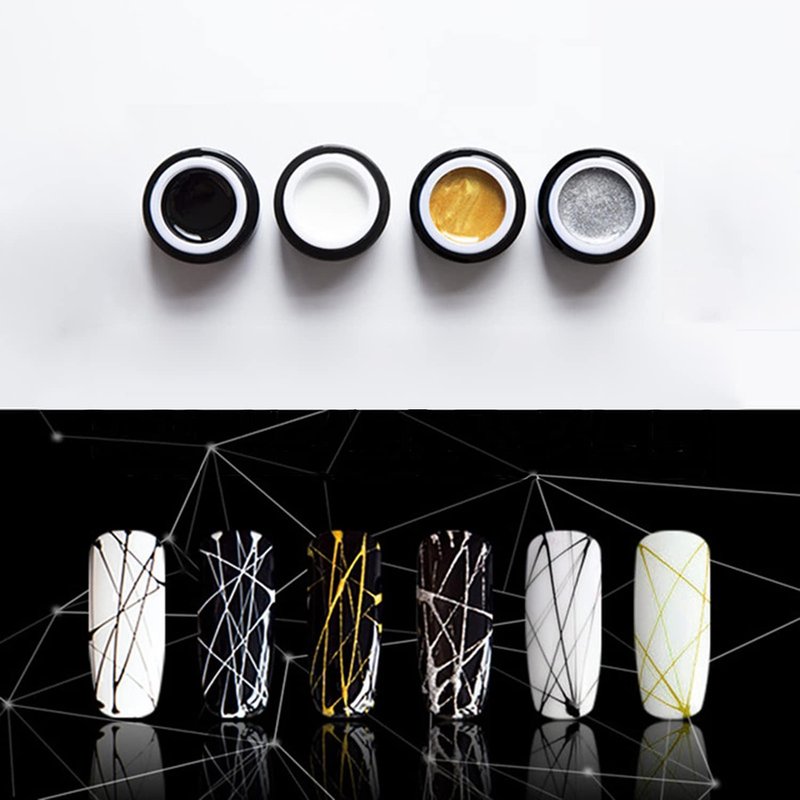 Vonrui White Black Spider Gel Nail Polish Set Art UV Led Professional Nail Gel Paint for Nails Art UV Color Embossing Pull Wire Spider Gel for Nails