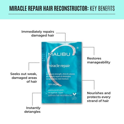 Malibu C Mini Rehab Hard Water Wellness | 2 Nourishing Remedy Packets for Clean, Healthy Hair