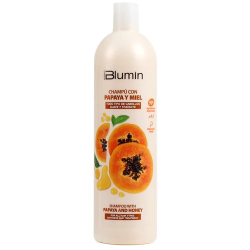 Blumin Shampoo - Papaya & Honey Formula for All Hair Types | Softness & Treatment, 1000ml