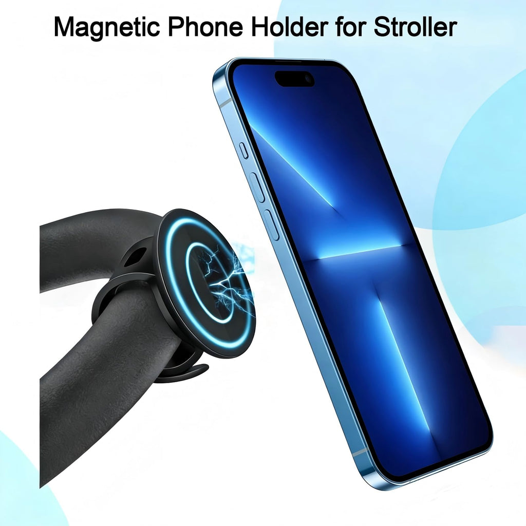 Stroller Phone Holder for Magsafe iPhone 17 16 15 14 13 12 Steering Wheel Phone Mount for Bike, Peloton, GYM, Treadmill, Wrist, Shopping Carts, Bar Magnetic Mount Adapter Accessories for All Phones