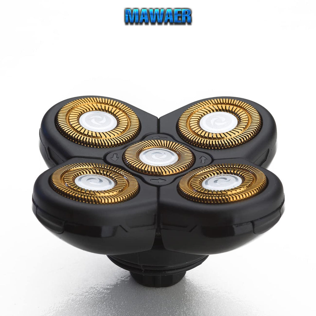 Universal 2PCS 5 Blades Head Shaver Replacement Blades Compatible with Freedom Gold Shaver and Some Brands. 5D Shaver Replacement Heads with Blade Cover and Cleaning Brush