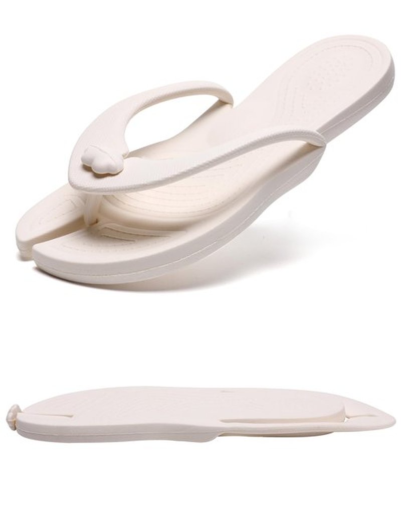 Kiemorgy Travel Slippers for Women Men, White Folding Slides Sandals Size 10, Portable Hotel Spa Slippers, Waterproof Quick Drying Flip Flops, Shower Shoes Beach Sandals-JD01 cream XL