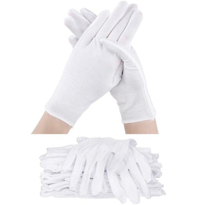 SATINIOR 60 Pcs Cotton Glove Stretchy Work Glove Reusable Mitten for Men Women Dry Hand Art Handling Coin Jewelry(White)