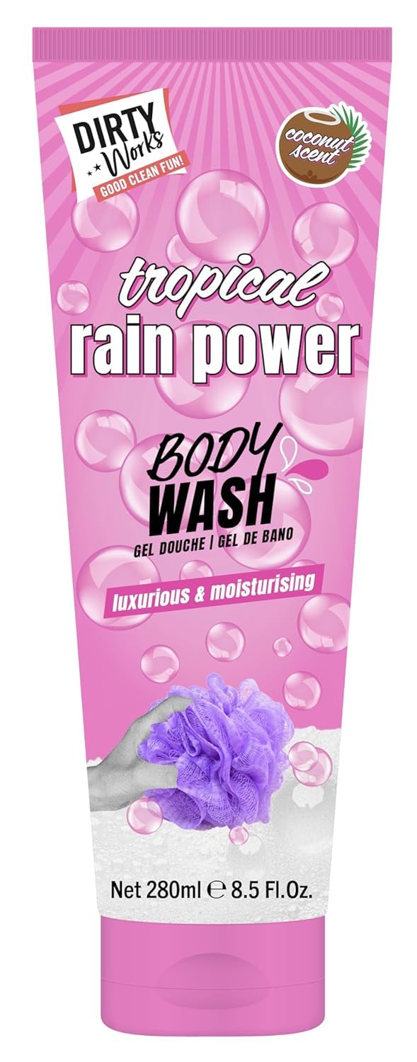 Dirty Works Tropical Rain Power Coconut Body Wash, Luxury Shower Gel, 280ml