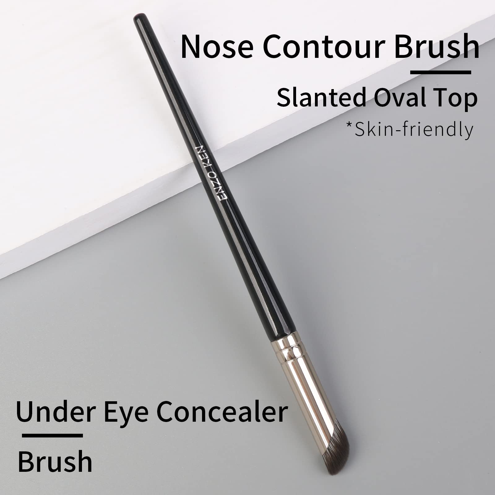 ENZO KEN Eyeshadow Brush, Angled Concealer Brush Under Eye, Small Nose Contour Brush, Flat Eyebrow Brush, Eyeliner Brush