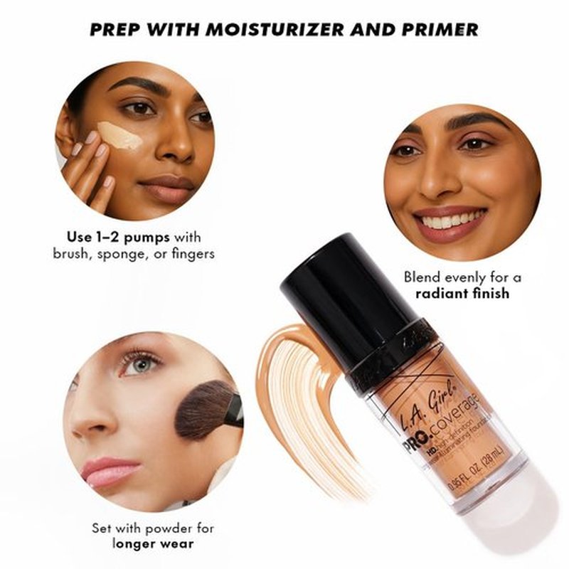 L.A. Girl Pro Coverage Liquid Foundation, White, 0.95 Fl Oz
