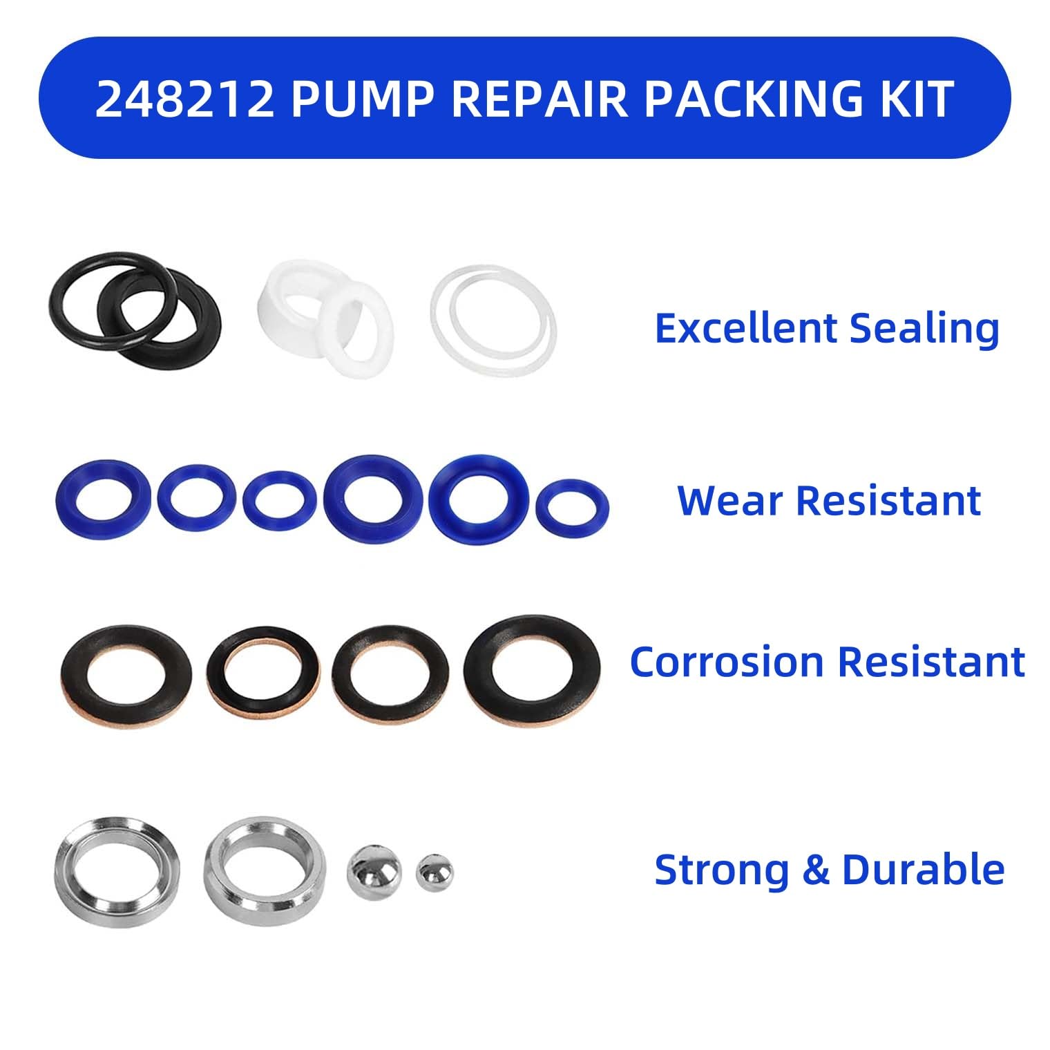 HSKLAADC 248212 Pump Repair Packing Kit for Graco 695 795 3900 Airless Paint Sprayers Aftermarket Seal Accessories