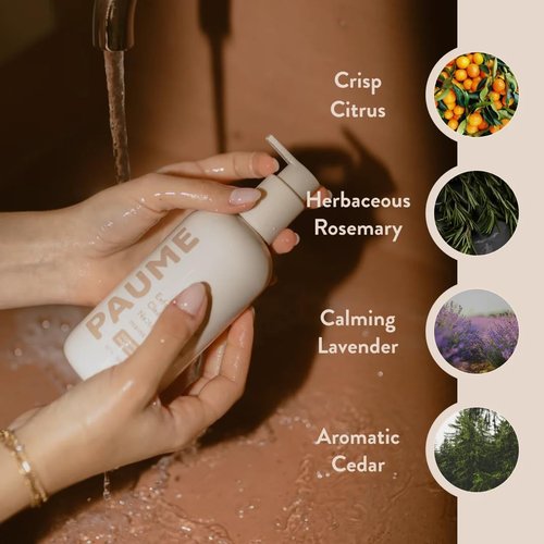 PAUME Exfoliating Hand Cleanser, Silicon Free, Paraben Free, Vegan, Exfoliating Soap with Essential Oils, Hydrating Hand Soap for Gentle Cleanse (3 Fl Oz)