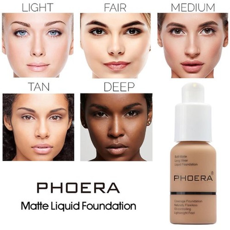 2 Pack PHOERA Foundation Makeup For Older Women,Flawless Soft Matte Liquid Foundation 24 HR Oil Control Concealer Makeup(101 Porcelain+102 Nude)