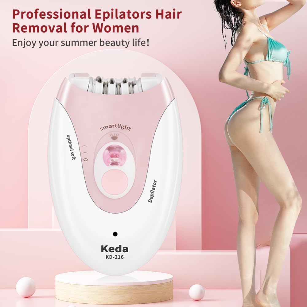 Facial Epilator, Glabours Skin Hair Remover for Women Epilators with LED Light, Two Speed Hair Removal Device, Epilator for Women, Pluxy Facial Hair Removal for Bikini Arm Legs Armpits
